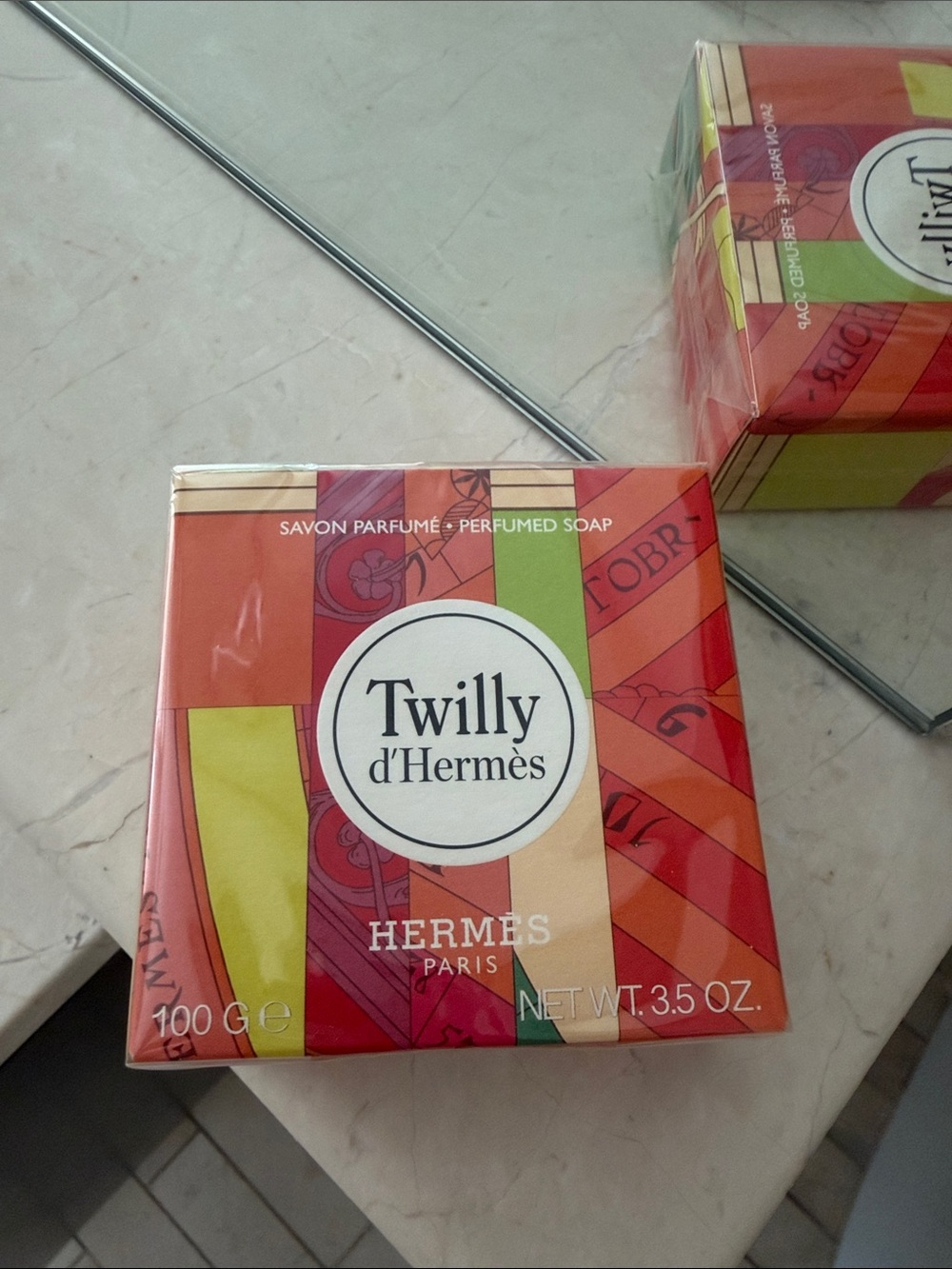 NWT Hermès Twilly d'Hermès Soap — Bright Orange, Pink & Yellow Stripes